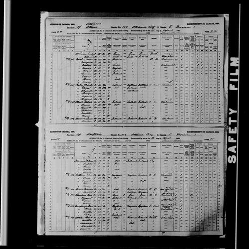 Digitized page of Census of Canada, 1891, Page number 24-25, for Ann Watkins