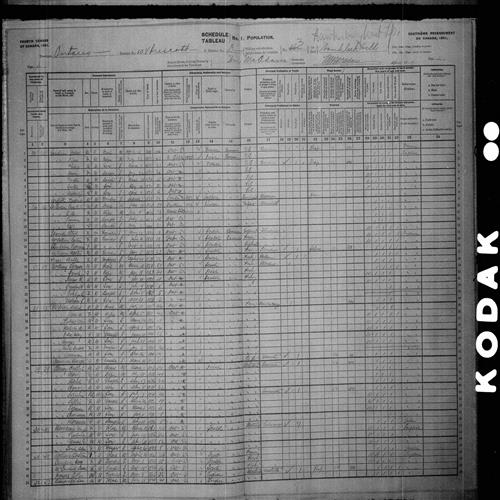 Digitized page of Census of Canada, 1901, Page number 3, for Henry E Cheney