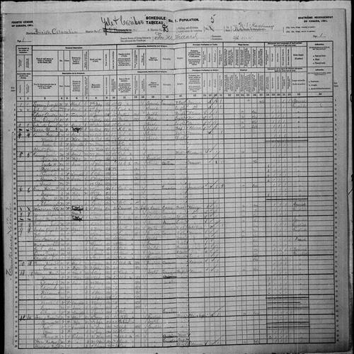 Digitized page of Census of Canada, 1901, Page number 1, for James S Johnston