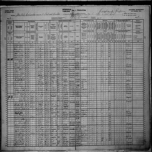 Digitized page of Census of Canada, 1901, Page number 9, for William G Barge