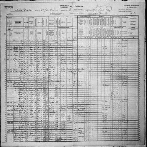 Digitized page of Census of Canada, 1901, Page number 9, for John Mcdonald