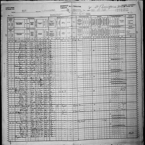 Digitized page of Census of Canada, 1901, Page number 2, for Andree Nault