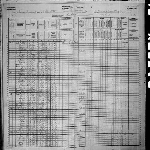 Digitized page of Census of Canada, 1901, Page number 10, for Osiase Godin