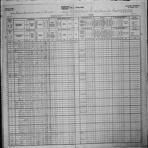 Digitized page of Census of Canada, 1901, Page number 17, for Charles Godin