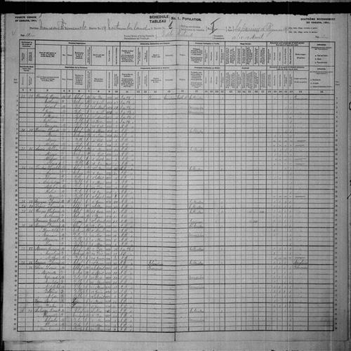 Digitized page of Census of Canada, 1901, Page number 10, for Louis Léger