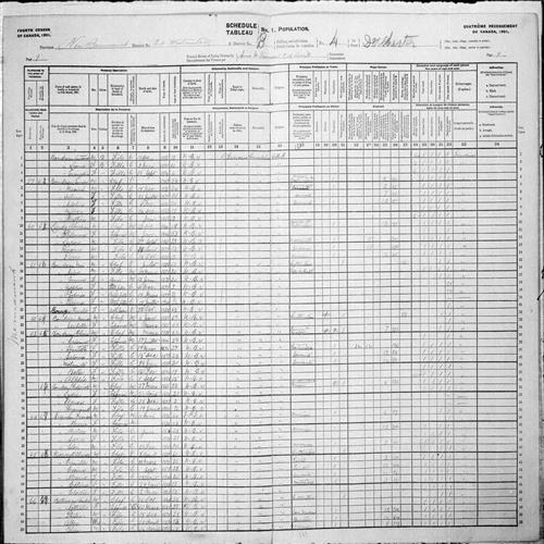 Digitized page of Census of Canada, 1901, Page number 9, for Isai Boudreau