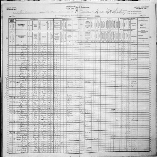Digitized page of Census of Canada, 1901, Page number 10, for Aimé M Vienneau