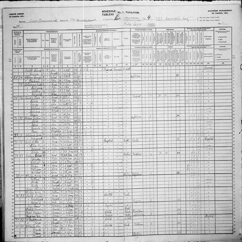Digitized page of Census of Canada, 1901, Page number 10, for Louis Leblanc