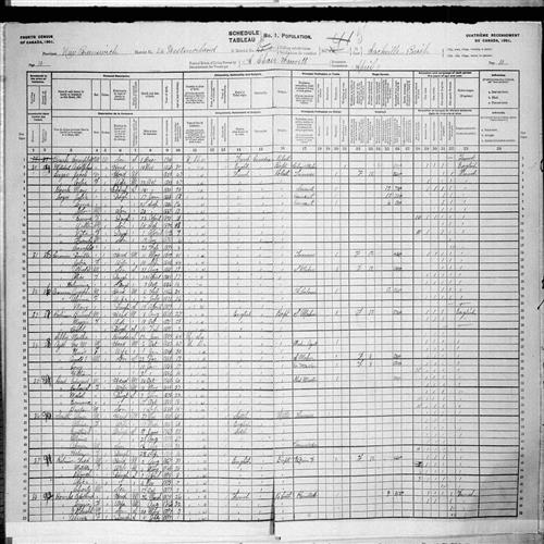 Digitized page of Census of Canada, 1901, Page number 10, for Jacob Leger