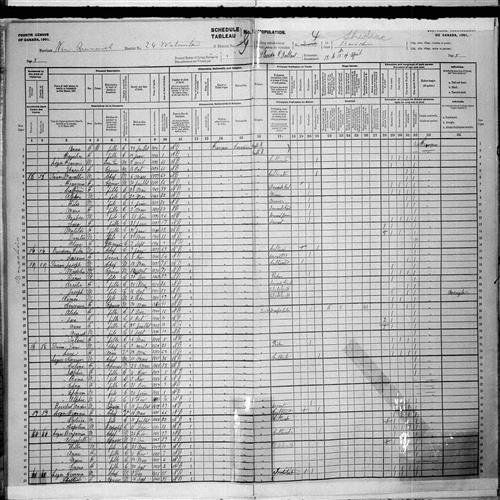 Digitized page of Census of Canada, 1901, Page number 8, for Benjamin Leger