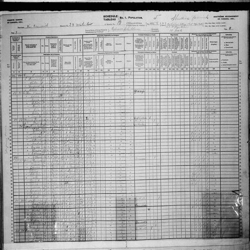 Digitized page of Census of Canada, 1901, Page number 9, for Francois Doiron