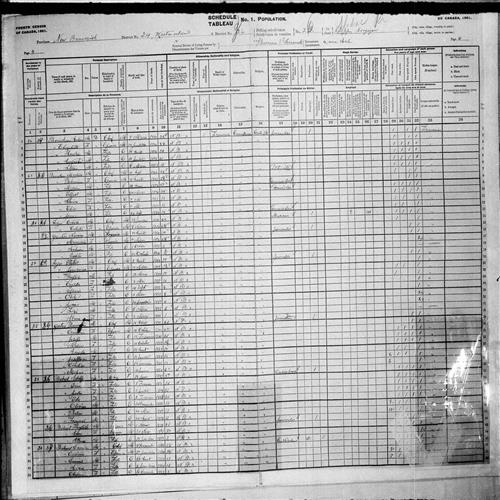 Digitized page of Census of Canada, 1901, Page number 4, for Octave Leger
