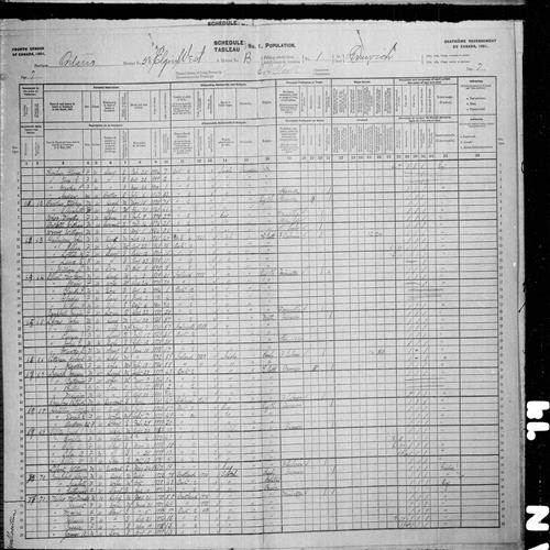 Digitized page of Census of Canada, 1901, Page number 7, for Ellis W Sifton
