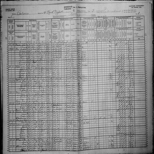 Digitized page of Census of Canada, 1901, Page number 8, for Rossie Oatman