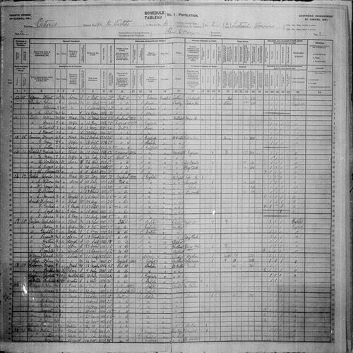 Digitized page of Census of Canada, 1901, Page number 2, for Fred Sayles