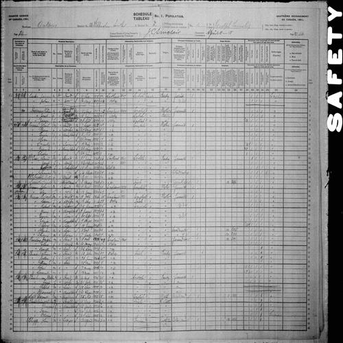 Digitized page of Census of Canada, 1901, Page number 14, for David Mccrae