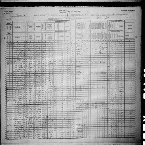 Digitized page of Census of Canada, 1901, Page number 12, for Christi Lenhardt