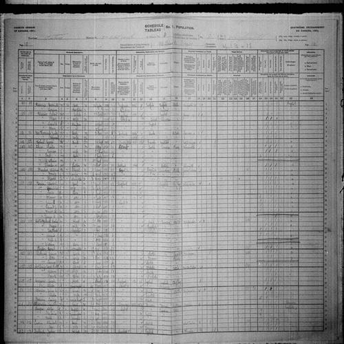 Digitized page of Census of Canada, 1901, Page number 10, for Rebecca Hollingshead