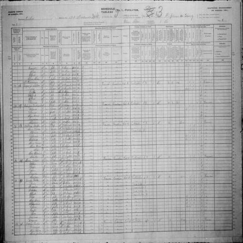 Digitized page of Census of Canada, 1901, Page number 9, for Felix Grenier