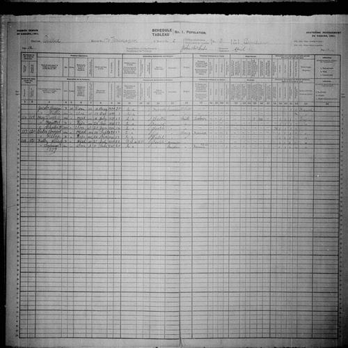 Digitized page of Census of Canada, 1901, Page number 12, for Allice C Fuller