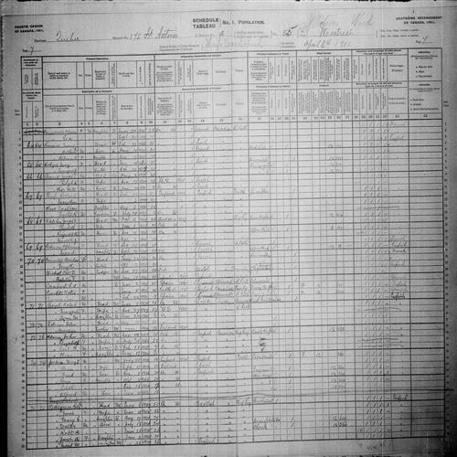 Digitized page of Census of Canada, 1901, Page number 7, for Alexine Dussault