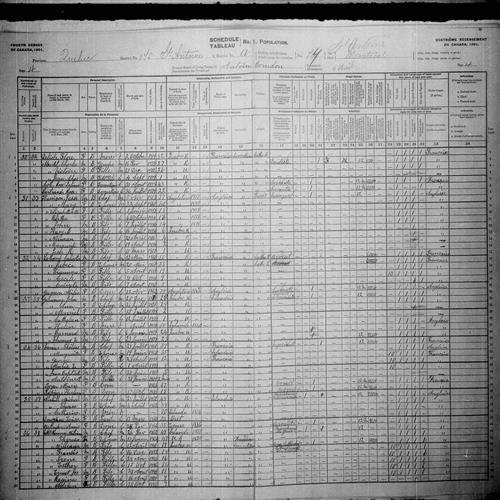 Digitized page of Census of Canada, 1901, Page number 4, for George Vanier