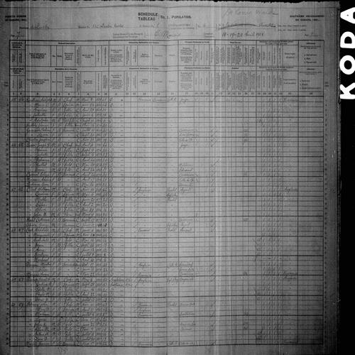 Digitized page of Census of Canada, 1901, Page number 7, for Mable Clint