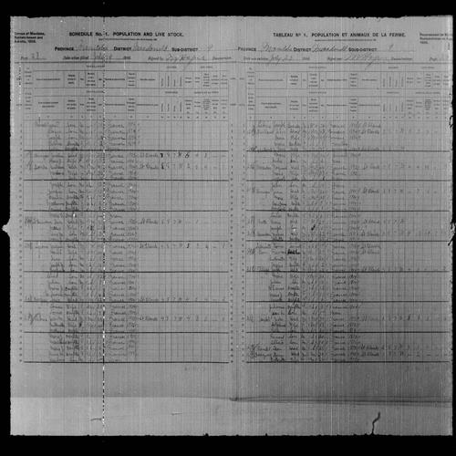 Digitized page of Census of Northwest Provinces, 1906, Page number 27, for Mathurine Donas
