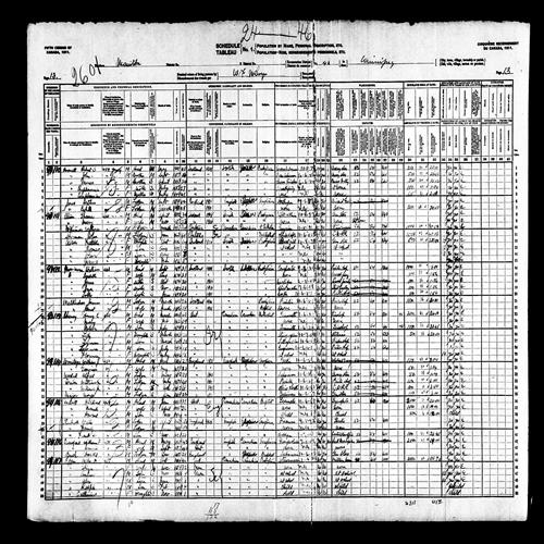 Digitized page of Census of Canada, 1911, Page number 13, for Henry E Sheney