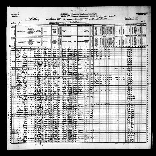 Digitized page of Census of Canada, 1911, Page number 3, for Jesse Peterson