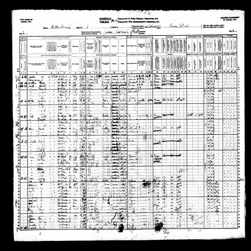 Digitized page of Census of Canada, 1911, Page number 6, for Benjamin Flores