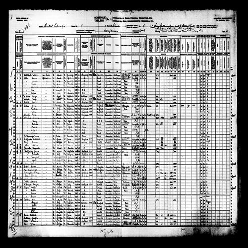 Digitized page of Census of Canada, 1911, Page number 1, for Susan Nixon
