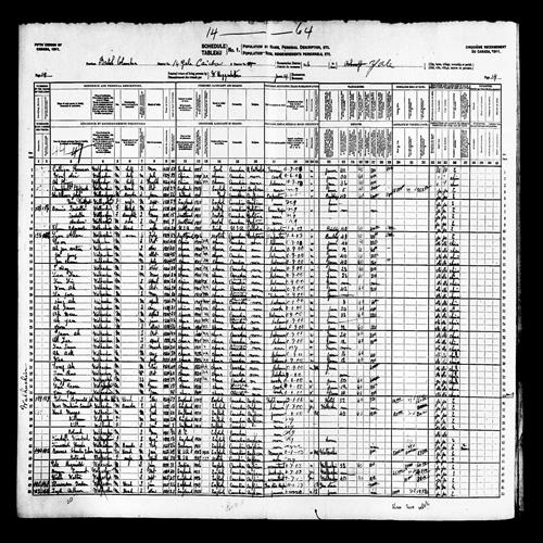 Digitized page of Census of Canada, 1911, Page number 14, for Gordon Flowenden