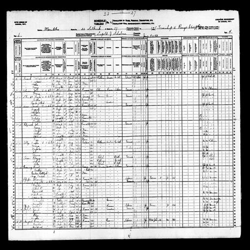 Digitized page of Census of Canada, 1911, Page number 4, for Emil Greening
