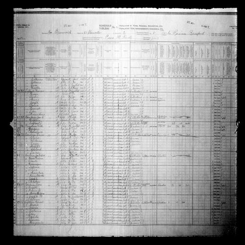 Digitized page of Census of Canada, 1911, Page number 12, for Jean C Boudreau