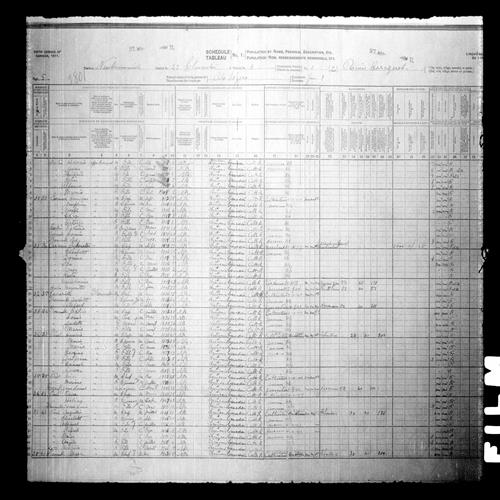 Digitized page of Census of Canada, 1911, Page number 5, for Sulvester Carmien