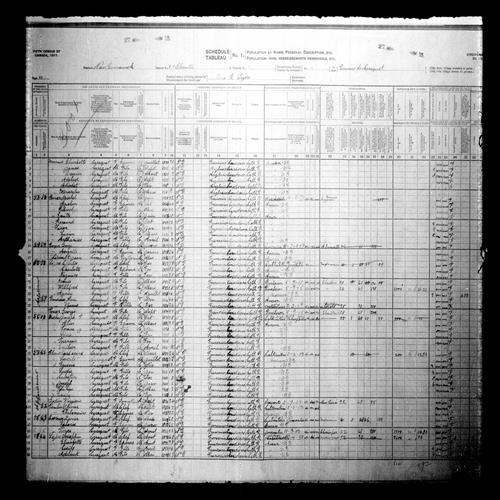 Digitized page of Census of Canada, 1911, Page number 7, for Charles Lazare