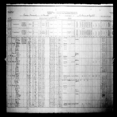 Digitized page of Census of Canada, 1911, Page number 10, for Theophile Landry