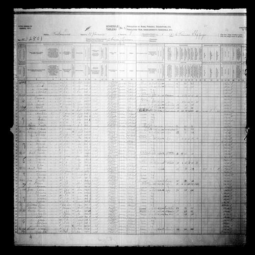 Digitized page of Census of Canada, 1911, Page number 15, for Octave Benoit