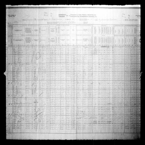 Digitized page of Census of Canada, 1911, Page number 1, for Sylvain T Leger