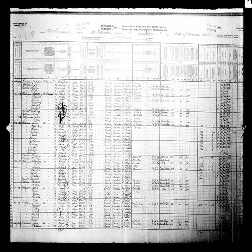 Digitized page of Census of Canada, 1911, Page number 13, for Louis Leblanc