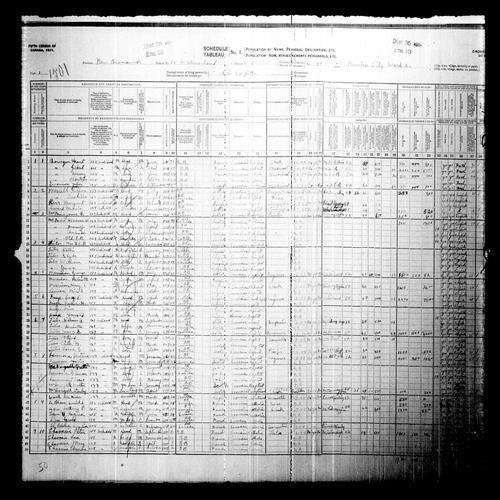 Digitized page of Census of Canada, 1911, Page number 1, for Daniel S Leblanc