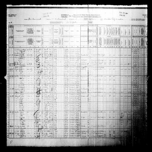 Digitized page of Census of Canada, 1911, Page number 6, for Danis Legere