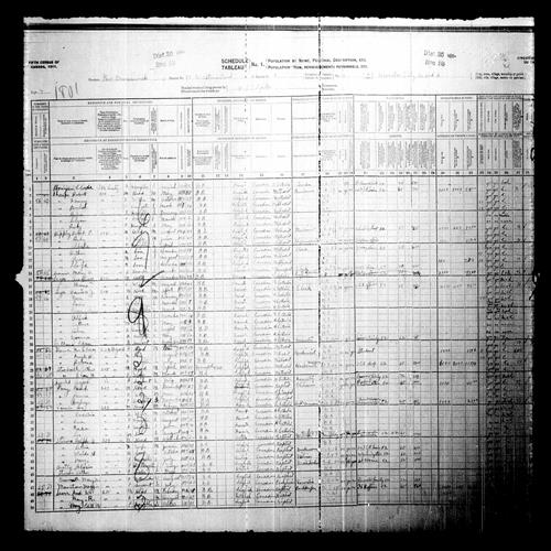Digitized page of Census of Canada, 1911, Page number 7, for Amborse Leger