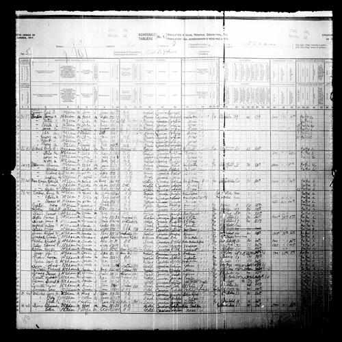 Digitized page of Census of Canada, 1911, Page number 5, for Edward Territte