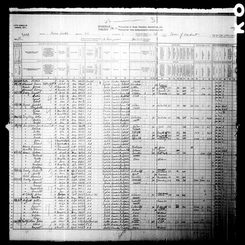 Digitized page of Census of Canada, 1911, Page number 19, for Joseph Legere