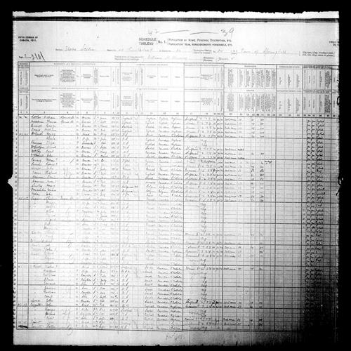 Digitized page of Census of Canada, 1911, Page number 7, for Philip Regon