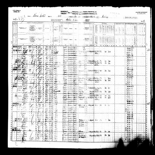 Digitized page of Census of Canada, 1911, Page number 17, for Antoney Legere