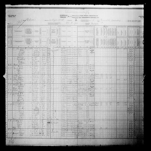 Digitized page of Census of Canada, 1911, Page number 1, for Kenneth Galbraith