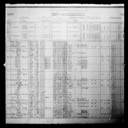 Digitized page of Census of Canada, 1911, Page number 9, for John Cummings